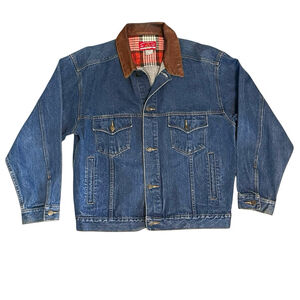 Marlboro Country Store VTG Denim Barn Jacket Mens XL. Western Leather Trim EUC
